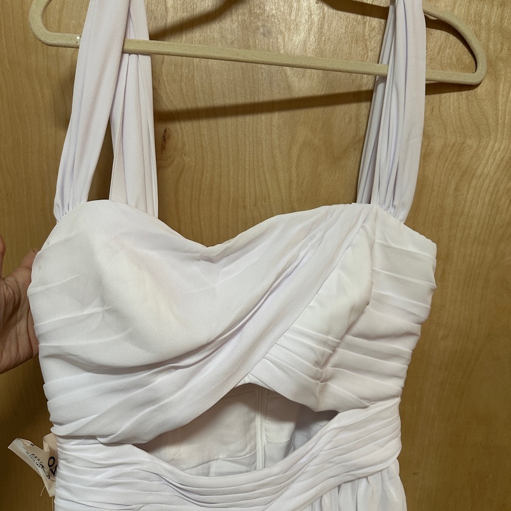 Fame and Partners White Dress with Ruched Details
